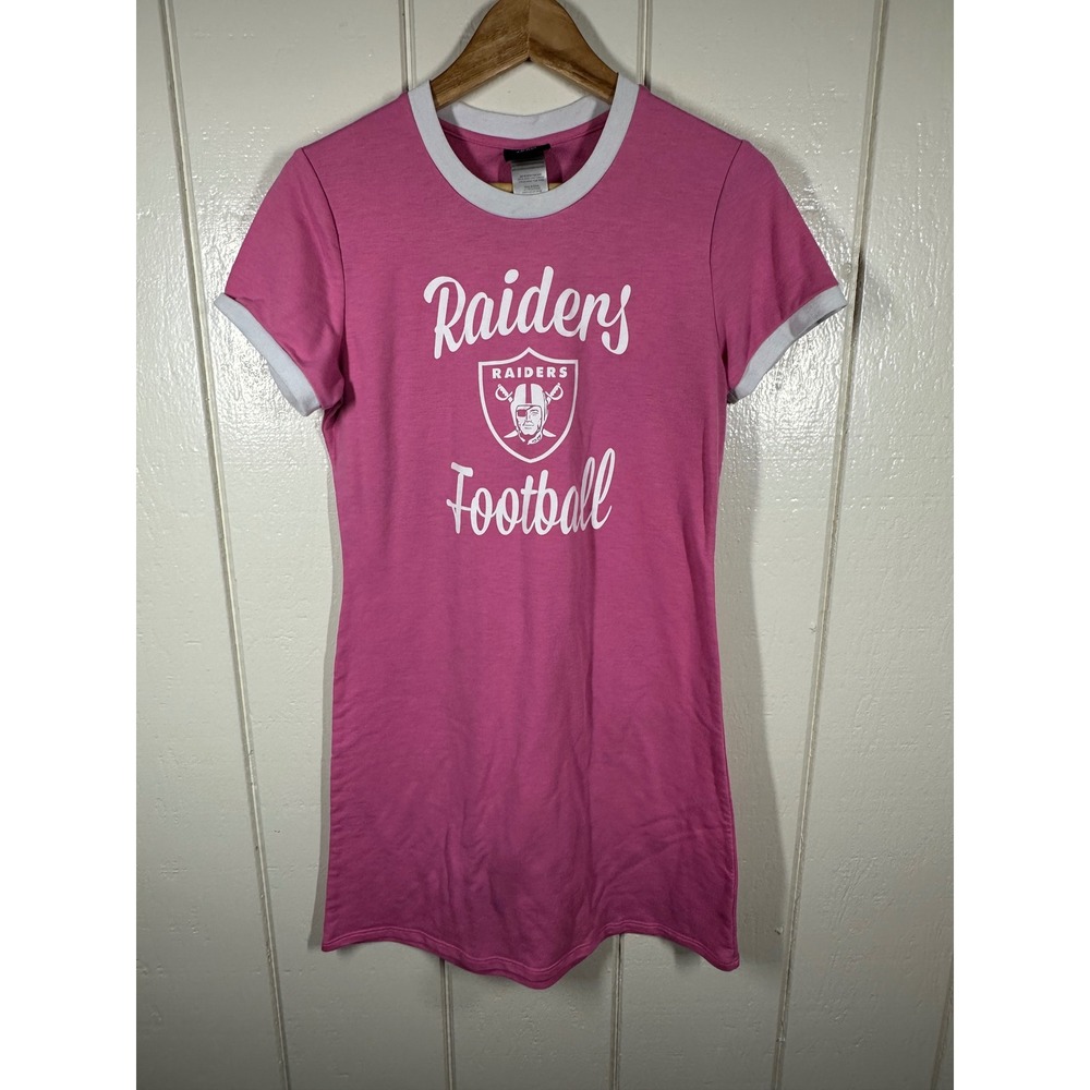 NFL Team Apparel Dress Girls XL 16 Pink Raiders Football Ringer Short Sleeve